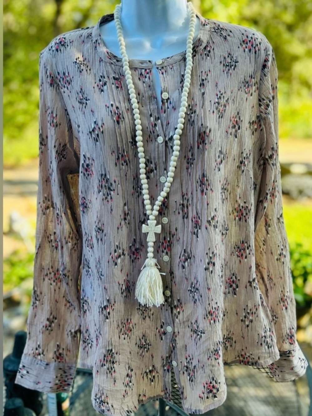 Boden Pintuck Silk Blend Blouse US 10 Abstract Heart 6004 Travel Crinkle EUC